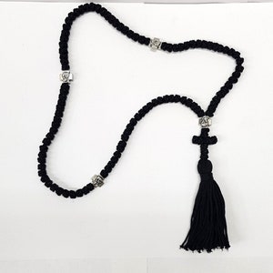 100 Knot Rosary Orthodox Christian Prayer Rope Handmade Black ...