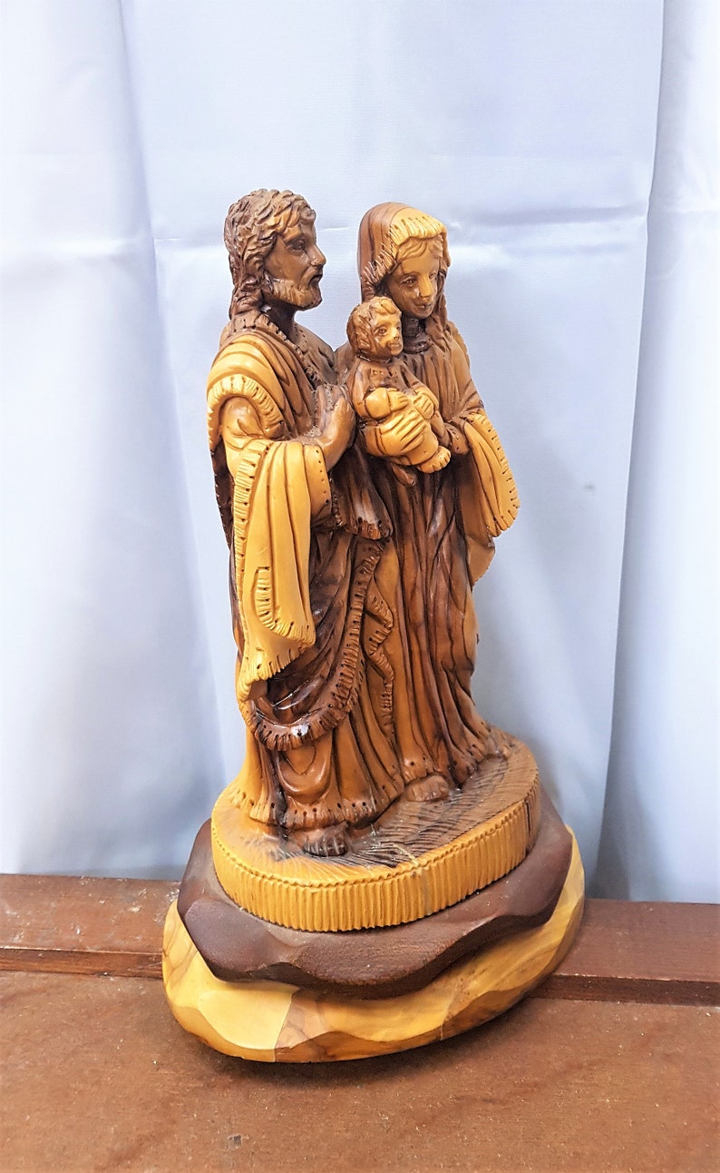 Olive Wood Jesus Christ Holy Family Statue From One Piece of Etsy