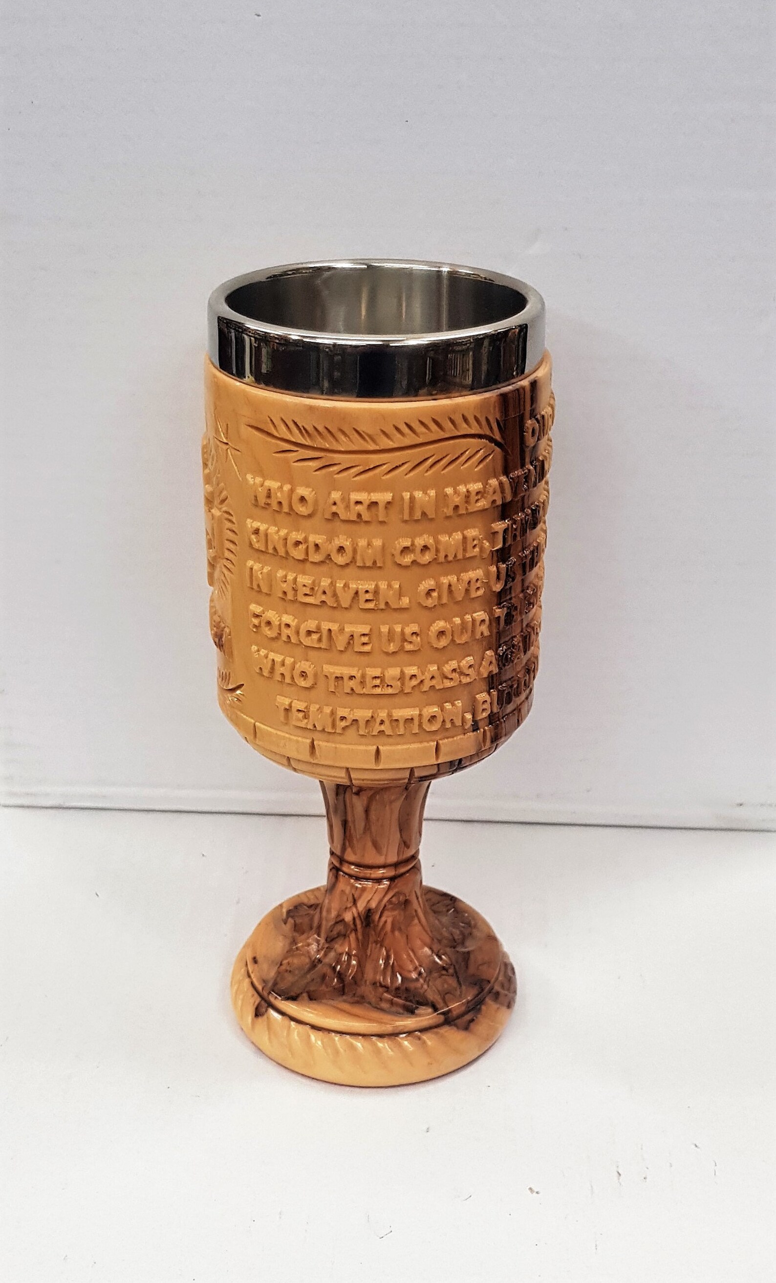 Communion Cup Carved Olive Wood Chalice or Goblet Silver Etsy