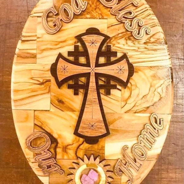 God Bless Our Home Wood Wall Plaque, Orthodox Cross Home Blessing, Christian Wall Art, Home Protection, Christian House Warming Gift