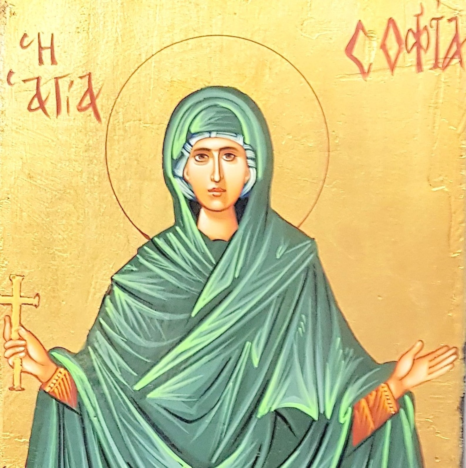 Hand Painted Icon Saint Sofia Hand Carved Icon Jerusalem Etsy