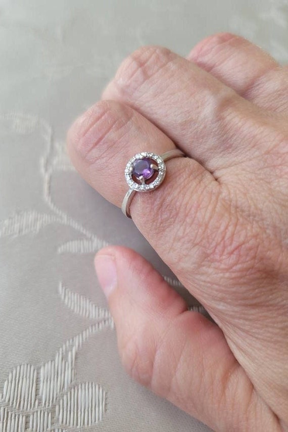 Glorious Vintage Amethyst and Diamond Cluster Ring