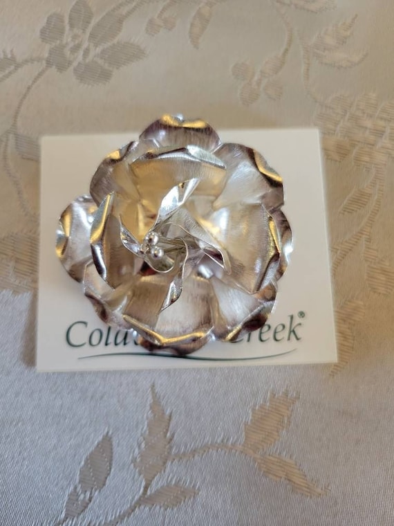 Large Sterling Silver Rose Brooch / Pendant  Made 