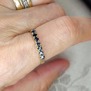 Dramatic Vintage Dark Blue Sapphire 14k Gold Ring - Stacking or Thumb Ring -- Customized Layaway Available