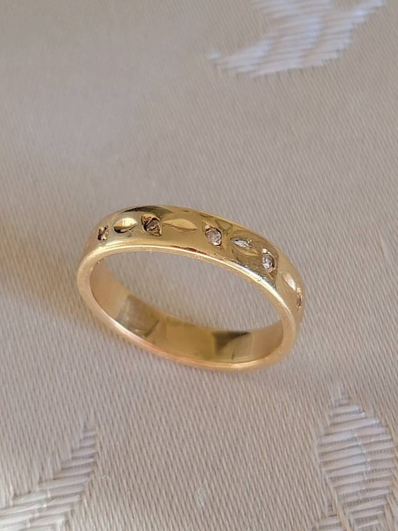 14k Solid Gold and Diamond Stackable Ring or Wedd… - image 2