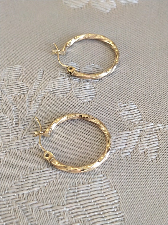 Vintage Solid 14K Gold Twist Hoop Earrings