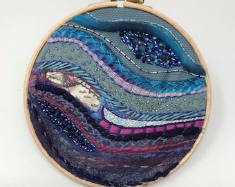 Hoop embroidery Mixed Media 6 inches