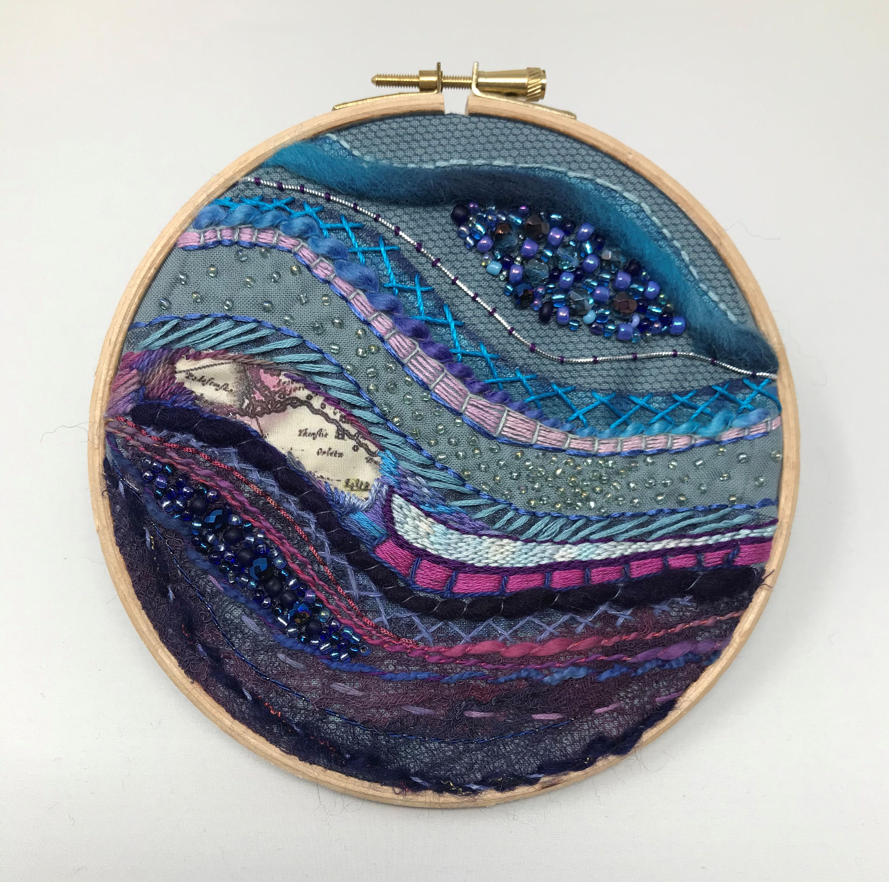 Hoop embroidery Mixed Media 6 inches Etsy