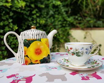 Yellow Poppy Flower Coaster - Cork Backed Drink Coaster