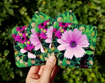 Daisy Flower Coaster Set - Pink Purple Floral Cork Coasters SALE