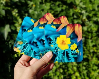 Yellow Poppy Flower Coaster Set – Glossy Home Decor SALE Mother's Day