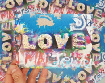 SALE Love Graffiti Postcard - Street Art - Motivational Stationery - Valentines - Galentines - Contemporary Art