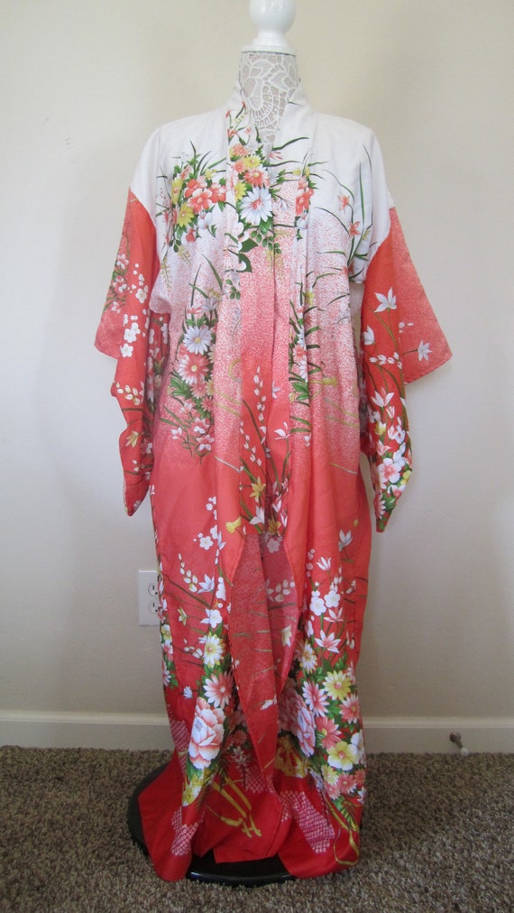 Orange and white floral Kimono