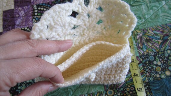 Hand Crochet Purse and matching Wallet, cream col… - image 9