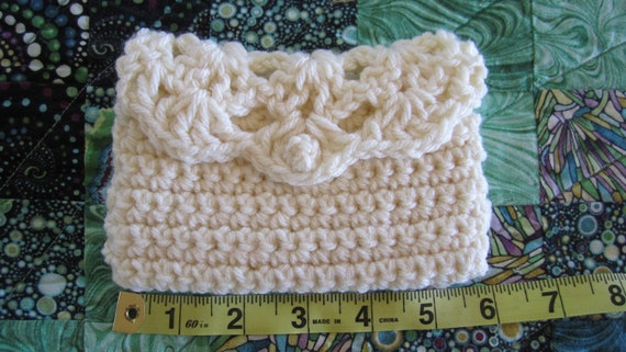 Hand Crochet Purse and matching Wallet, cream col… - image 7