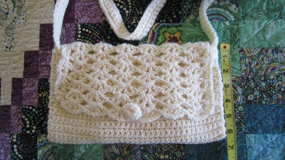 Hand Crochet Purse and matching Wallet, cream col… - image 1