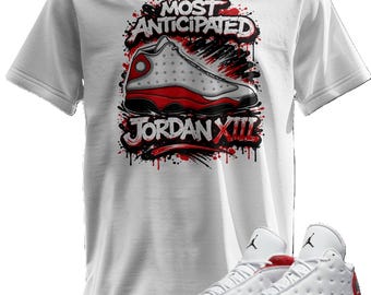 Camiseta personalizada con estampado Jordan 13 OG Chicago Rojo/Blanco