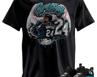 Custom Printed T-Shirt Matching Griffey Max 1 Black/Teal