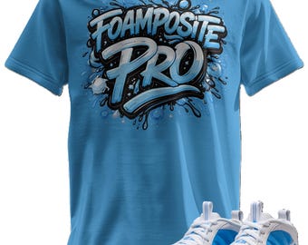 Camiseta estampada personalizada a juego con las Foamposite Pro University Blue/White