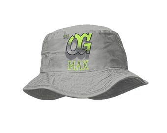 Gorra tipo pescador 95 OG Max con estampado personalizado – Diseño gris/neón