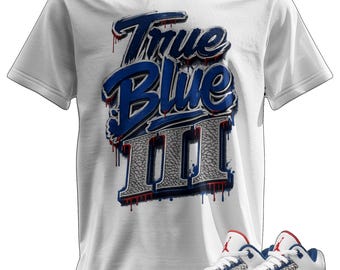 Custom Printed T-Shirt Matching Jordan 3 "True Blue"