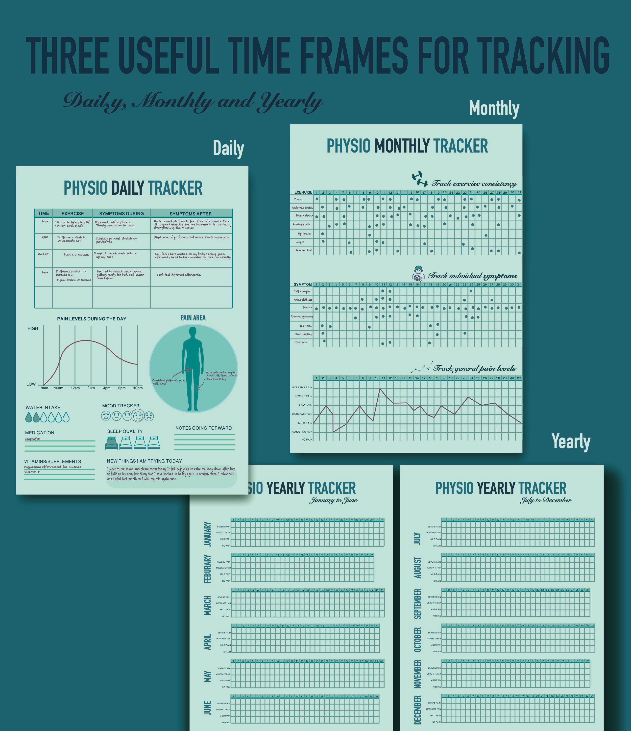 Physiotherapy and Symptom Digital Tracker/ Planner. Understand Patterns ...