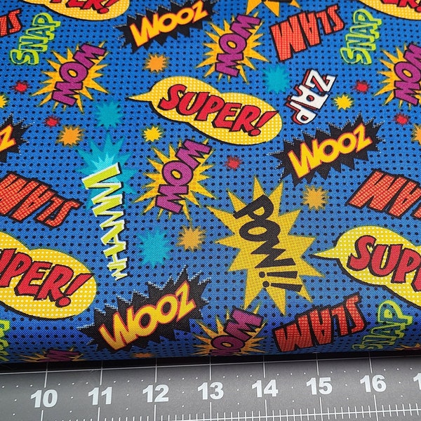 Marvel DC Superhero Comic Action Words Cotton Fabric FQ 18"x 22" Sewing Crafting Quilting Masks