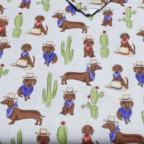 Western Wiener Dog Dachshund 100 Cotton Fabric Quilting Masks Etsy