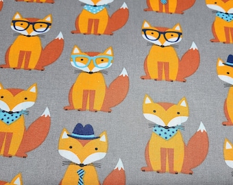 Foxes on Gray Fabric Quilting Crafting Masks Sewing