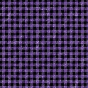 以下が含まれることがあります： パープルとブラックのチェック柄の生地で、使い古したような風合いがあります。