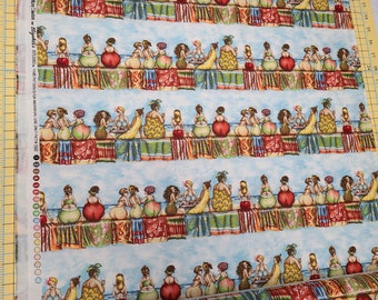 Elizabeth&#39;s Studio Fruit Ladies Lineup Cotton Fabric