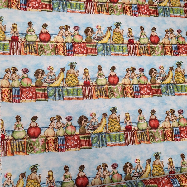 Elizabeth's Studio Fruit Ladies Lineup Cotton Fabric