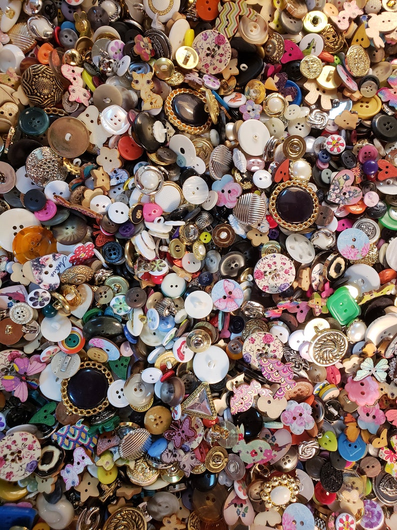 Lot of 100 Mixed Old and New with Some Vintage Too Sewing Buttons image 1