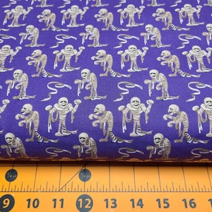 Terrifying Mummy on Purple Cotton Fabric Quilting Sewing Crafting
