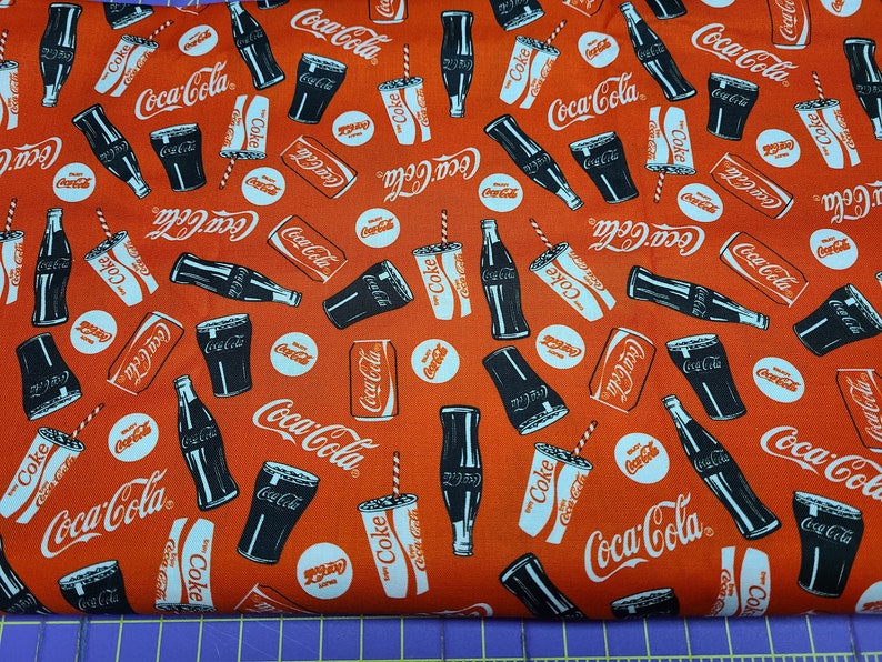 Coca Cola Coke Bottle Cup Logo Cotton Fabric FQ BTFQ Fat Quarter ...