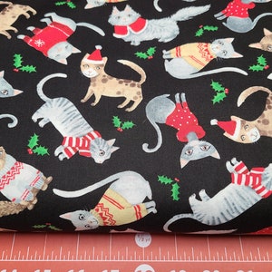 Sweter świąteczny z kotkiem Timeless Treasures C8652 z bawełny, pikowanie, szycie, rękodzieło