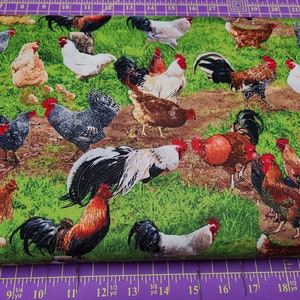 Elizabeth&#39;s Studio Bauernhof Tiere 354 Grün Baumwollstoff