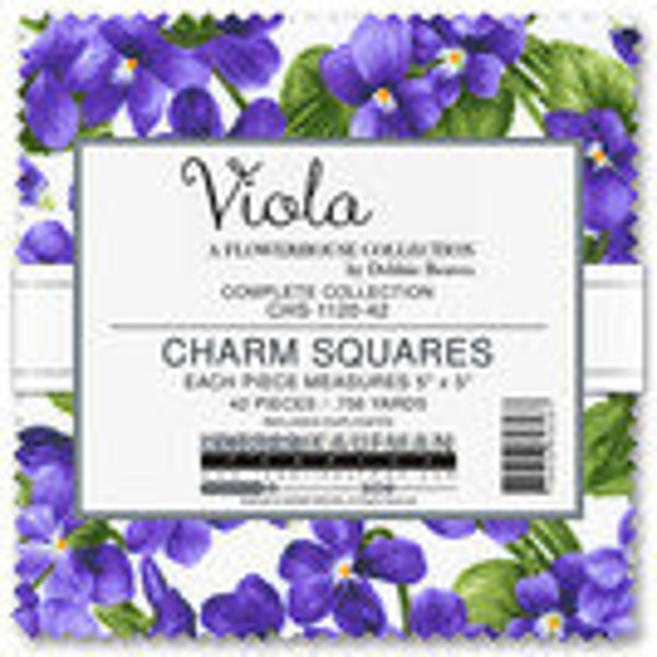 5" Square Charm Pack of Flowerhouse Viola 42 Pieces Sewing Scrapbooking Quilting