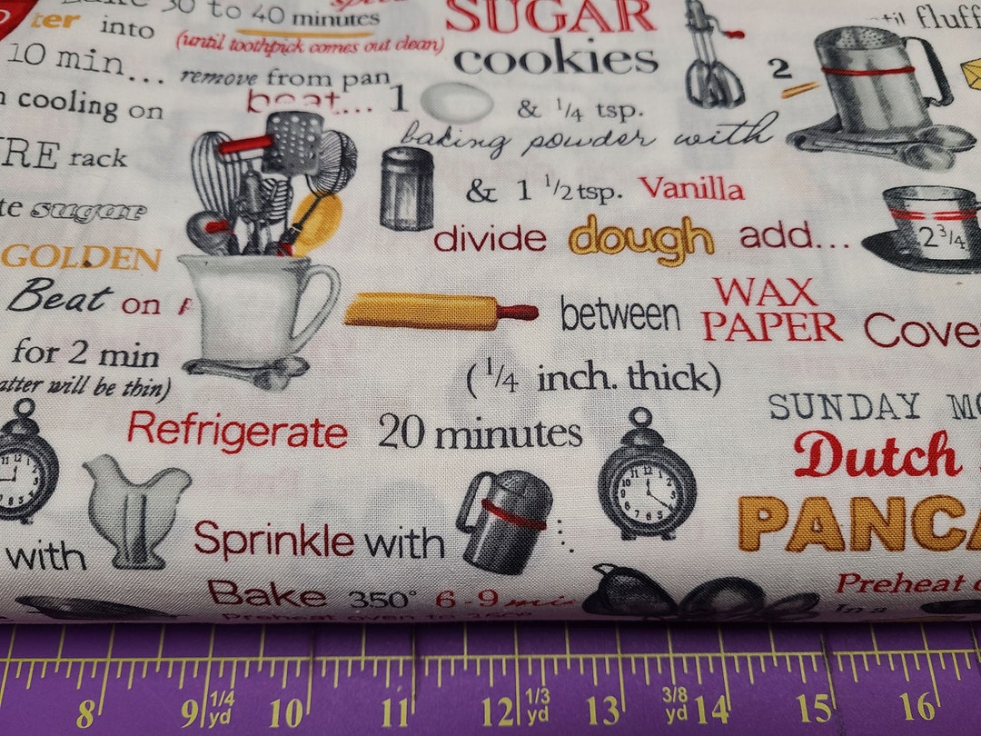 Robert Kaufman White Recipes 135641cotton Fabric Etsy