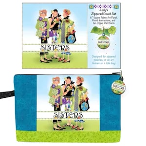 Jody Houghton Designs In Pre-Printed Fabric Panels Sisters SETAP6138 Zippered Pouch Kit 10&quot;x7&quot;x2&quot; Finish