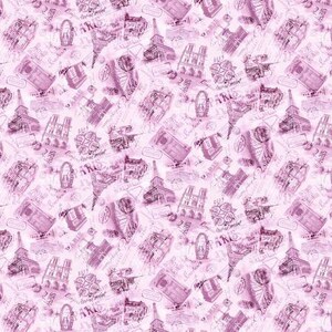 Michael Miller Silhouettes de Paris CX11157 Pink Sew Fun Allover Fabric Quilting Masks Crafts Sewing