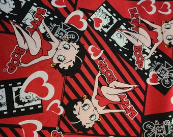 Betty Boop Movies Red Fabric FQ BTFQ Fat Quarter Red Movie Quilting Sewing Crafting Masks