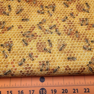 Elizabeth&#39;s Studio Bees in Honeycomb Cotton Quilting Sewing Masks Crafting