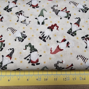Wilmington Christmas Gnome Antics Cotton Fabric BTY BTHY BTFQ  Quilting Sewing Crafting Masks