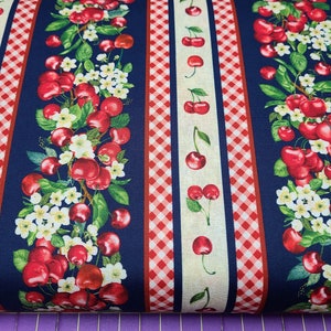 Timeless Treasures Cerise marine 27,4 cm (11 po.) à rayures CD1548 Tissu de coton Masques de courtepointe Artisanat à coudre