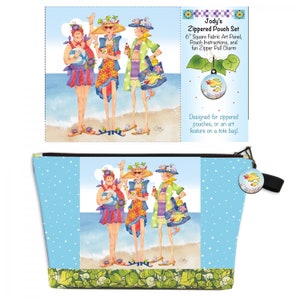 Jody Haughton Designs in vorbedruckten Stoffpanelen Beach Babes Reißverschluss Beutel Kit 10 &quot;x 5 &quot;x 2&quot; Finish SETAP601