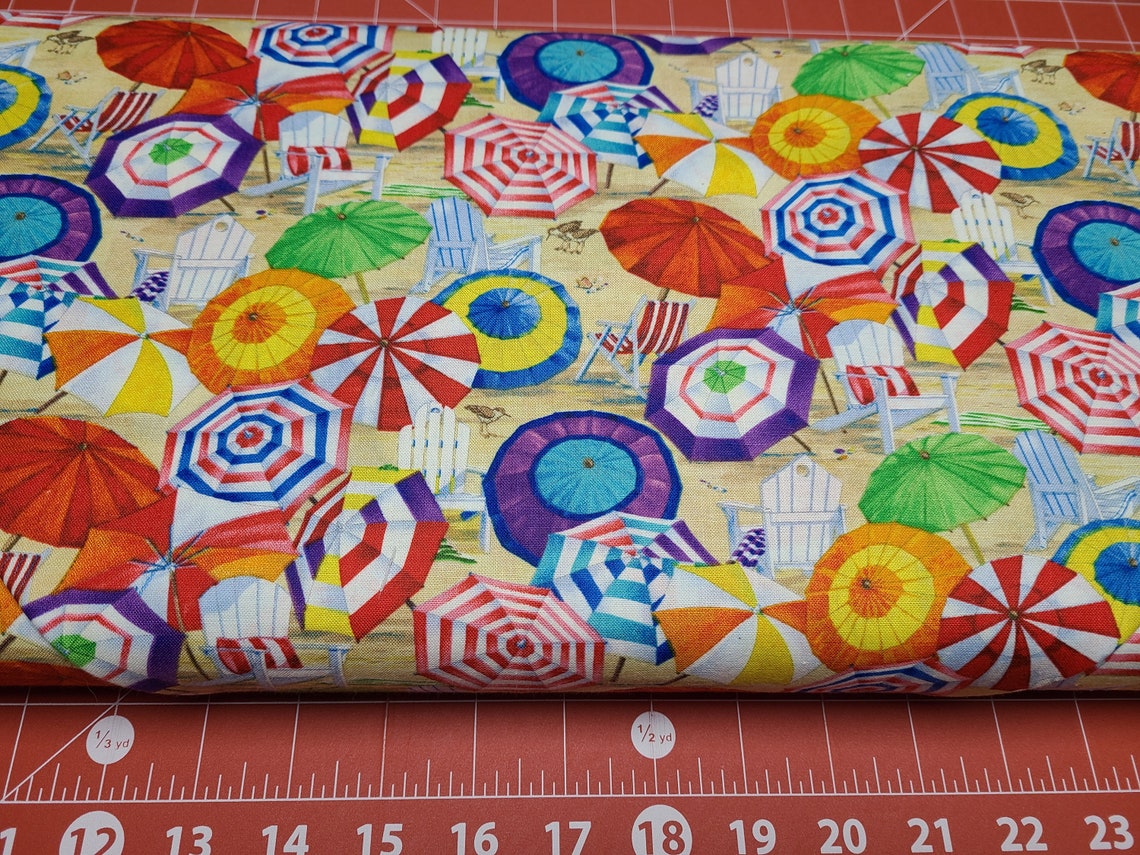 Elizabeth's Studio Beach Umbrellas Fabric Quilting Masks Etsy UK