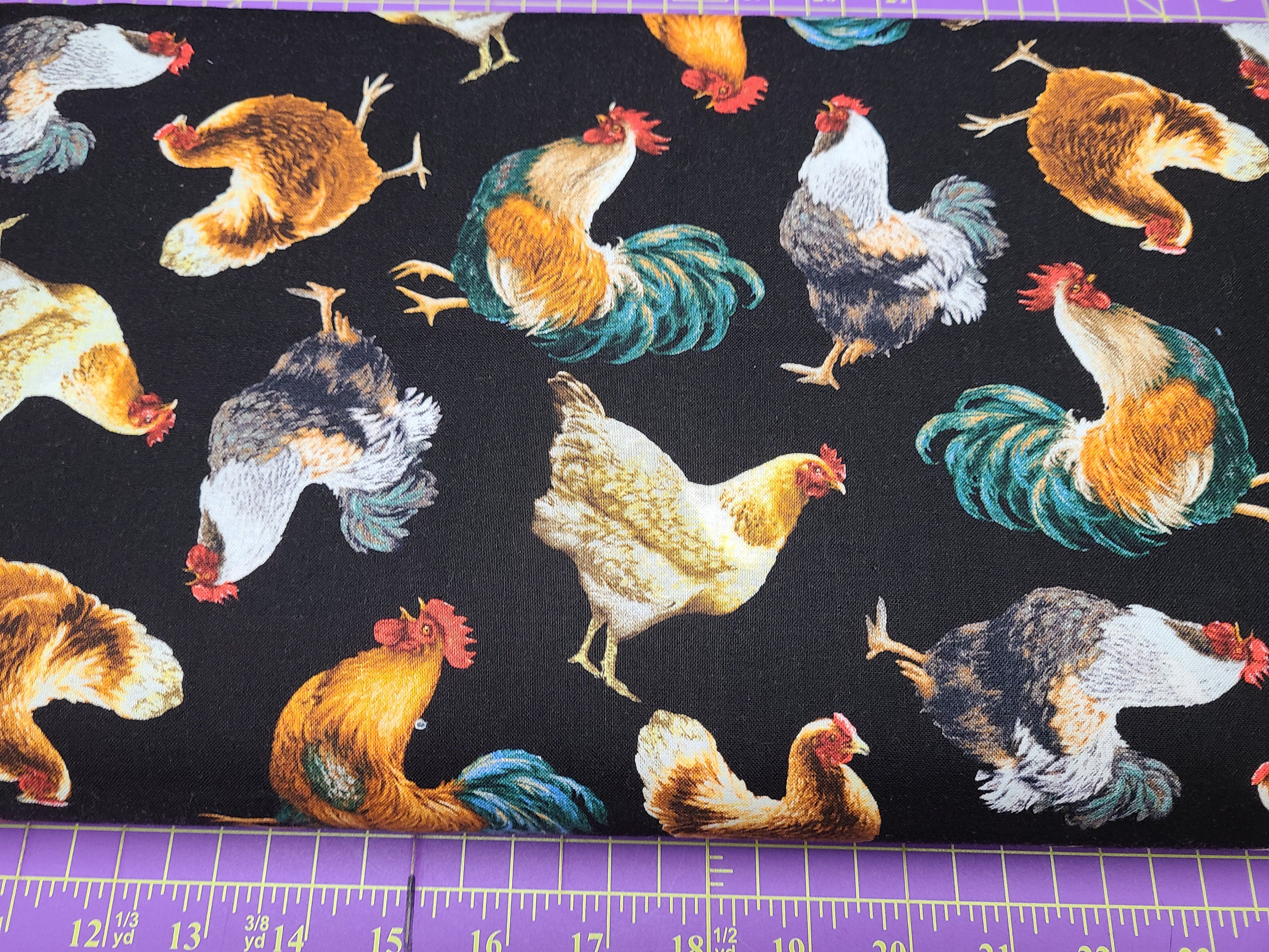 Timeless Treasures Roosters on Black C8339 - Etsy