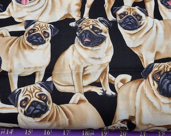 Timeless Treasures Pug Fabric Quilting Masks Crafts Sewing