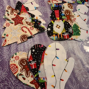 Christmas Cotton Fabric 5&quot; Cut Outs Set of 10 Quilting Crafting Sewing Applique